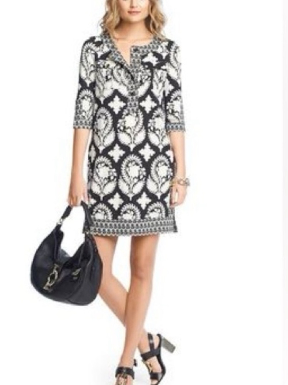 Diane Von Furstenberg Printed Mini Dress Sadie black white